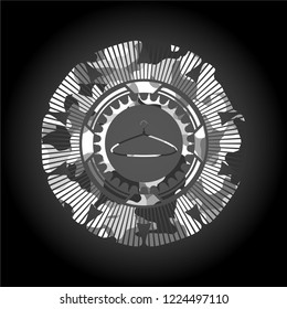 hanger icon inside grey camo emblem