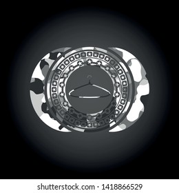 hanger icon inside grey camo emblem