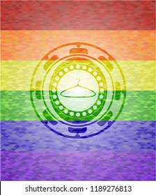 hanger icon inside lgbt colors emblem 
