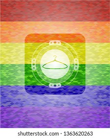 hanger icon inside lgbt colors emblem 