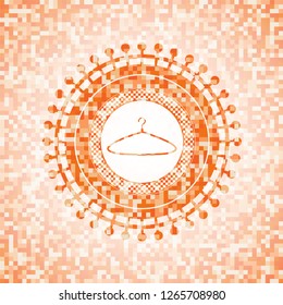 hanger icon inside orange mosaic emblem with background