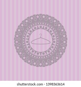 hanger icon inside pink emblem. Retro
