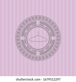 hanger icon inside pink emblem. Retro