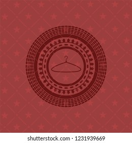 hanger icon inside realistic red emblem