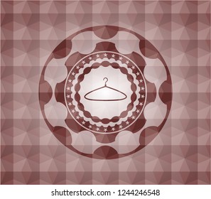 hanger icon inside red emblem with geometric pattern. Seamless.