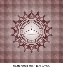 hanger icon inside red seamless geometric badge.