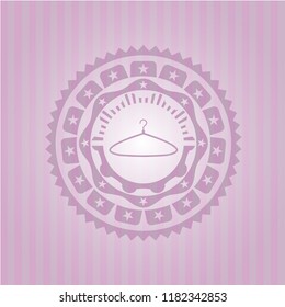 hanger icon inside retro pink emblem