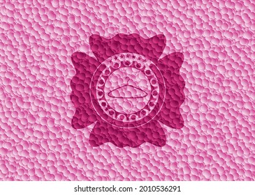 icono del colgador dentro del emblema rosa estilo retro con fondo de burbujas. Ilustración vectorial. Detallado. 