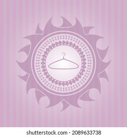 hanger icon inside retro style pink emblem. Concept design. 