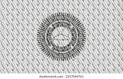 Hängesymbol in glänzendem silbernem Schild. Skaliert Muster. Vektorgrafik. Detaillierte Angaben. 