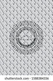 hanger icon inside silver emblem. Scales pattern. Vector Illustration. Detailed.