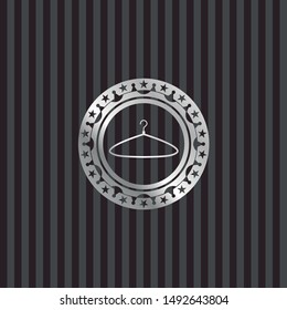 hanger icon inside silver shiny badge