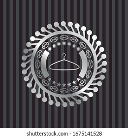 hanger icon inside silver shiny badge
