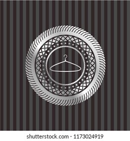 hanger icon inside silvery emblem or badge