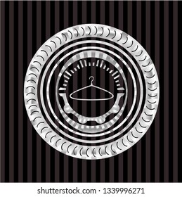 hanger icon inside silvery emblem or badge
