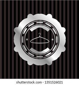 hanger icon inside silvery shiny badge