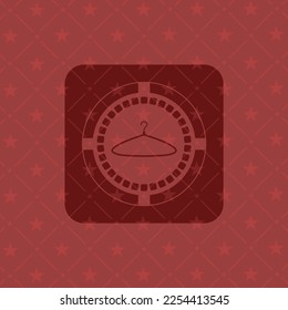 hanger icon inside vintage red emblem. 