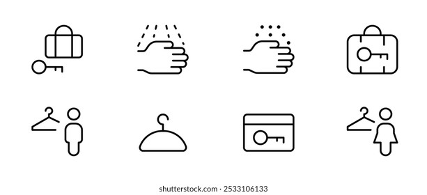 Hanger icon, Locker, Clothes, Cloakroom icon set vector and illustration, graphic, editable stroke. Suitable for website design, logo, app, template, and ui ux.