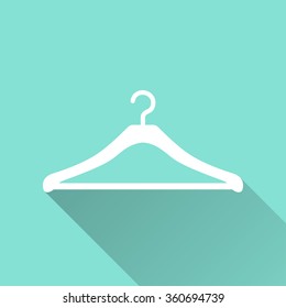 Hanger  icon with long shadow, flat design. Vector illustration.