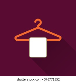 Hanger icon with long shadow, flat design. Vector illustration.