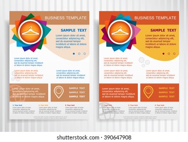 Hanger icon on abstract vector brochure template. Flyer layout. Flat style. 