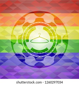 hanger icon on mosaic background with the colors of the LGBT flag