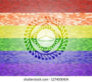 hanger icon on mosaic background with the colors of the LGBT flag