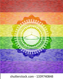 hanger icon on mosaic background with the colors of the LGBT flag