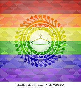 hanger icon on mosaic background with the colors of the LGBT flag