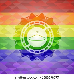 hanger icon on mosaic background with the colors of the LGBT flag