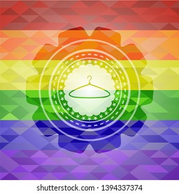 hanger icon on mosaic background with the colors of the LGBT flag
