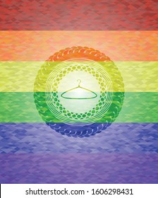 hanger icon on mosaic background with the colors of the LGBT flag