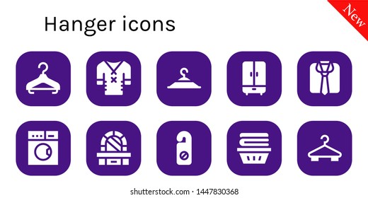 hanger icon set. 10 filled hanger icons.  Simple modern icons about  - Hanger, Clothes, Clothing Wardrobe, Laundry, Dressing table