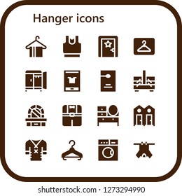  hanger icon set. 16 filled hanger icons. Simple modern icons about  - Hanger, Clothes, Dressing room, Wardrobe, Fashion, Door hanger, Sewing box, Dressing table, Laundry