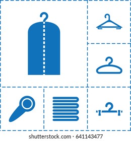 Hanger icon. set of 6 hanger filled icons such as towels