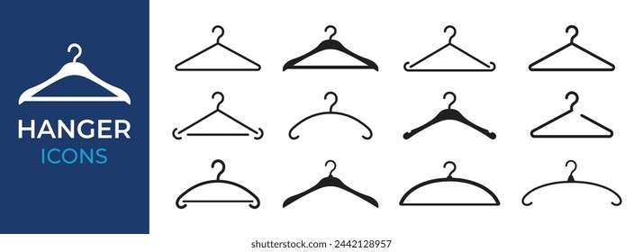 Hanger icon. Set of clothes hanger. Vector illustration.