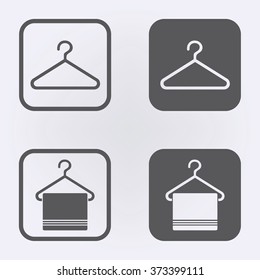 Hanger icon set with towel . Vector illustration