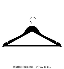 Hanger icon. Silhouette of clothes hanger on a white background. Wooden coat hanger in simple style. Cloakroom symbol. Sale logo. Vector illustration.