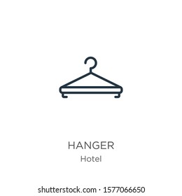 Hanger icon. Thin linear hanger outline icon isolated on white background from hotel collection. Line vector sign, symbol for web and mobile