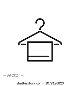 hanger icon with towel, line icon - vector illustration eps10