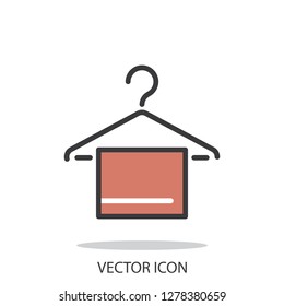 hanger icon with towel, line icon - vector illustration eps10