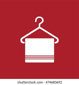 Hanger icon with towel . Vector illustration
