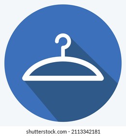 Hanger Icon in trendy long shadow style isolated on soft blue background