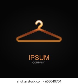 Hanger icon. Vector Illustration. Design logo element. Isolated on black background. With golden effect.