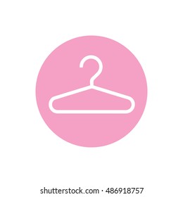 Hanger icon vector. Pink button. Pink circle