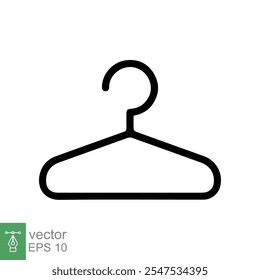 Icono de suspensión. Armario, percha con gancho para tela, abrigo, traje, vestido. Equipamiento para rack, guardarropa. Estilo plano simple. Ilustración vectorial aislada sobre fondo blanco. EPS 10.