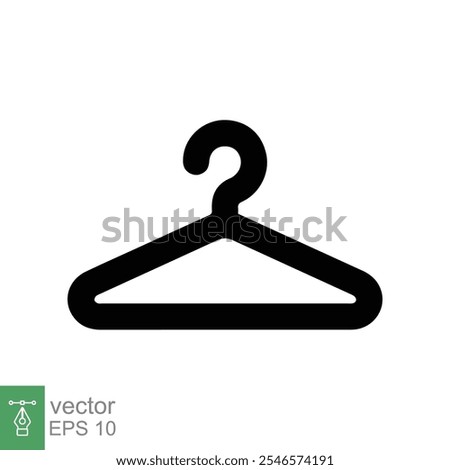 Hanger icon. Wardrobe, hanger with hook for cloth, coat, suit, dress. Rack equipment, cloakroom. Simple flat style. Vector illustration isolated on white background. EPS 10.