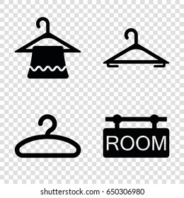 Hanger icons set. set of 4 hanger filled icons such as hanger