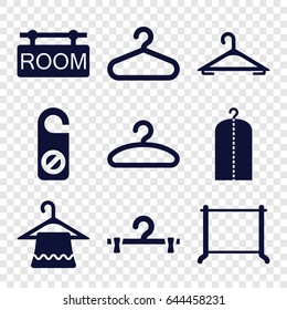 Hanger icons set. set of 9 hanger filled icons such as do not disturb