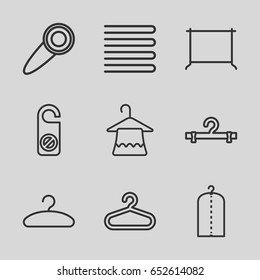 Hanger icons set. set of 9 hanger outline icons such as towels, do not disturb